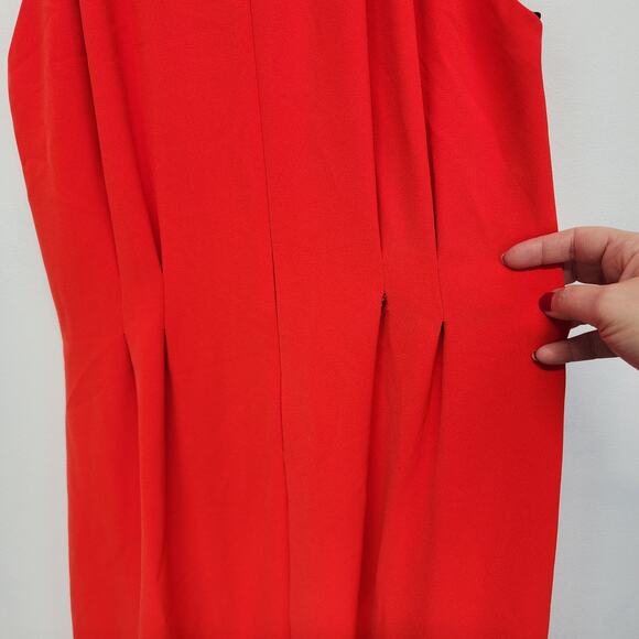 Lela Rose Stretch Crepe Halter Maxi Dress Size 8 Red Orange Couture Designer - Picture 11 of 16